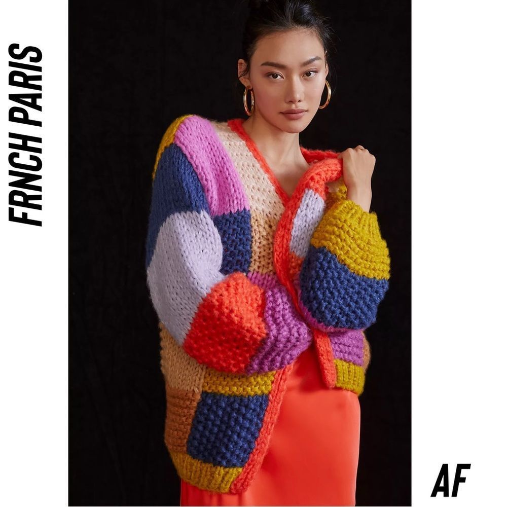 FRNCH Multicolor Patchwork Cardigan